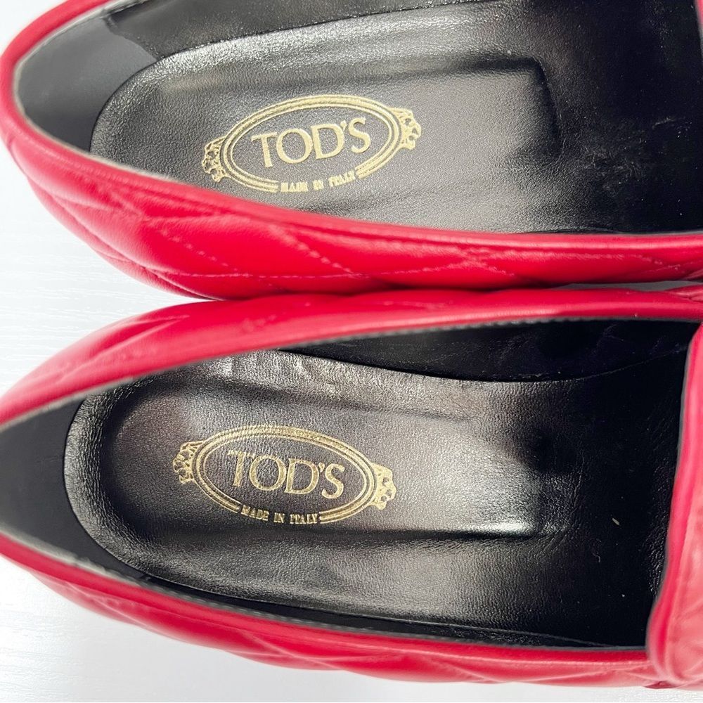 TOD’s Quilted Red Leather Loafer 6.5 - Picture 9 of 10